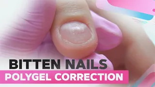 Extremely Bitten Nails Transformation | Polygel Nail Correction | Watercolor Nail Art