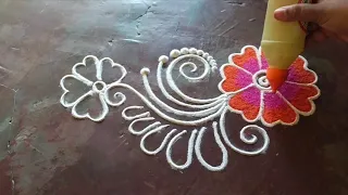 Flower Rangoli Designs 🌷 Simple Rangoli Designs 🌷 Daily Rangoli Designs 🌷@saptrangi 🌷#rangoli