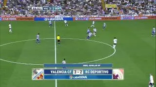 Gol de Aguilar (3-2) en el Valencia CF - Deportivo de La Coruña Jornada 2