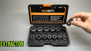 Extractor for Stripped Bolts and Nuts. REXBETI Impact Socket Remover Set is Highly Effective!