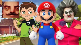 Hello Neighbor - New Neighbor Ben 10 Mario Scary Teacher 3D History Gameplay Walkthrough