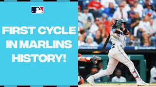 Luis Arráez hits for the FIRST CYCLE in Marlins history!