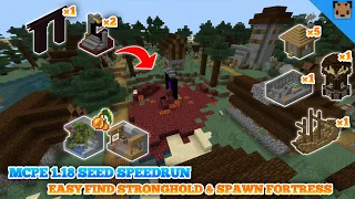 Minecraft pe 1.18 Seed speedrun - Village & portal with lush cave / Easy find stronghold & fortress