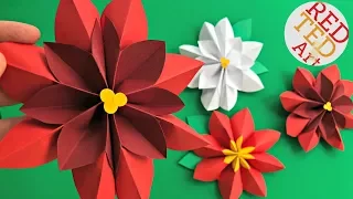 Paper Flower DIY - Easy Poinsettia Decor DIY - DIY Christmas Decor - 3D Paper Room Decor