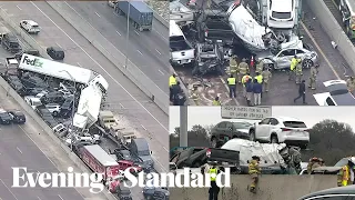 Texas interstate crash: at least five killed in pileup of up to 100 vehicles