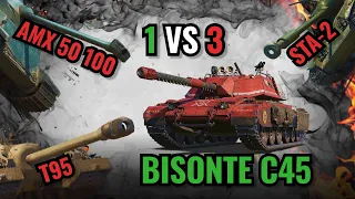 Left Alone in a Bisonte C45 Against Three (The best Fight on This Tank)