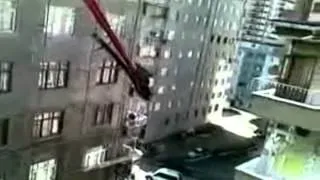 Concrete Pumping Operator Lifts himself up. WRONG