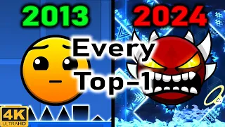 [4K] EVERY TOP-1 LEVEL in Geometry Dash from 2013 to 2024 (no LDM, perfect quality)