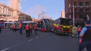 Fire truck crashes into Sydney tram