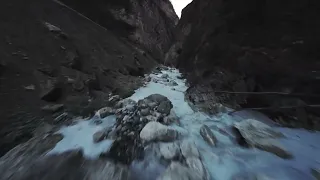 FPV/FLIGHT OVER THE RIVER/NORTH OSSETIA.