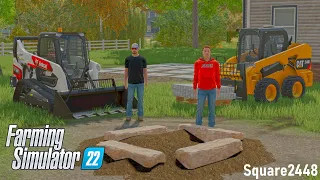 Building A Patio & Fire Pit! (2 Person Crew) | FS22 Landscaping