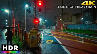 Walking Backstreets of Japan at Night - Heavy Rain • 4K HDR