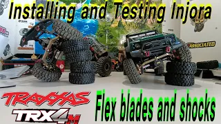 Fitting Injora flex blades and shocks ￼on the LCG chassis Traxxas Trx4M Bronco #traxxastrx4m