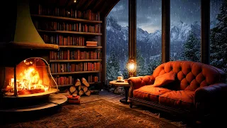 Cozy Hut Ambience in Deserted Forest 🌧️ Soft Jazz Music 🌧️ Heavy Rain, Fireplace Sounds for Sleep