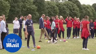 Prince William misses penalty as he welcomes England's Woman's football team - Daily Mail