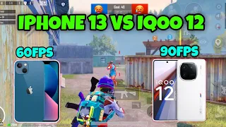1V1 AGAINST MOST POWERFUL ANDROID PHONE IPHONE 13 VS IQOO 12 60FPS VS 90FPS