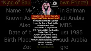 Mohammed bin Salman Biography I King of Saudi Arabia, Crown Prince #shorts #shortsfeed #crownprince