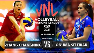 Zhang Changning vs Onuma Sittirak | China vs Thailand | VNL 2021 (HD)