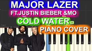 Major Lazer - Cold Water Piano Cover Ft.Justin Bieber & MØ |Chords+Tutorial+instrumental+karaoke