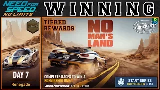 NFS No Limits | No Man's Land - Koenigsegg One:1 | Day 7 -WINNING