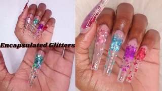 HOW TO ENCAPSULATE GLITTERS WITH POLYGEL |  XXL Extendo Nails | Beginner Friendly Nail Tutorial