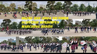 Anzac Day 2024 Close Up Full List 9 Victoria Scottish Marching Bands at The Shrine維州九隊蘇格蘭風笛隊全集