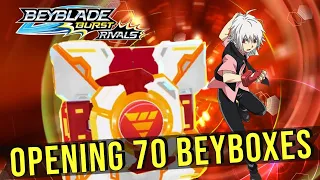 Beyblade Burst Rivals // Opening 70 Bey Boxes & Avatar Crystals (+18000 Gems & 5 Star Pull?)