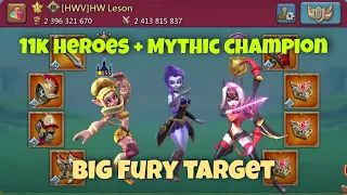 Lords Mobile - Full mythic chamion zeroed on fury. And how not to take rally party