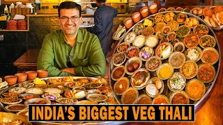 India's Biggest VEG THALI with 56 Dishes I Jaipur MASALA CHOWK Street FOOD WALK I Sprouts Kachori