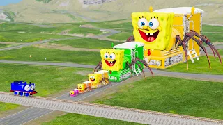 Big & Small SpongeBob tChoo-Choo Charles Train Vs Cursed Thomas the Tank Engine - BeamNG.Drive