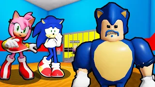 SONIC AND AMY VS SONIC BARRY'S PRISON RUN IN ROBLOX