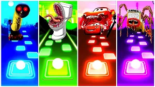 Toilet Monster vs Bus Eater vs Lightning Mcqueen Eater vs Thomas Train exe l Tiles Hop EDM Rush!!