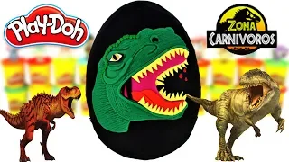 Huevo Sorpresa Gigante de Tiranosaurio Rex de Jurassic World de Plastilina Play doh en Español