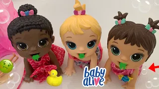 BABY ALIVE Triplets get Sick in the Bath!