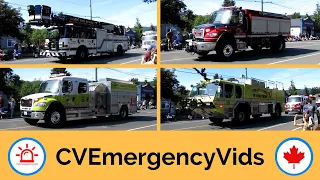 [HORNS & SIRENS] Comox Valley Fire Trucks in Cumberland's Victoria Day Parade 2024