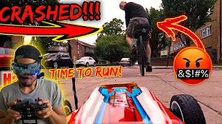 i Crashed my RC Car into a Cyclist (BAD IDEA)