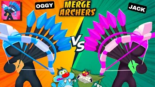 OGGY AND JACK TRY TO MAX LEVEL IN MERGE ARCHERS GAME | OGGY GAME