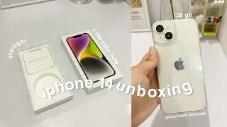 Iphone 14 unboxing ☁️💫🧸 | unboxing + setup