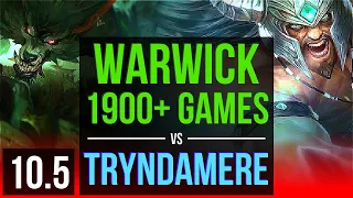 WARWICK vs TRYNDAMERE (TOP) | 1900+ games, 1.2M mastery points, Triple Kill | BR Diamond | v10.5