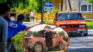 A gyorsasági szakaszon a Nemes Csaba, Nemes Richárd kettős autója fának csapódott. csaba nemes crash