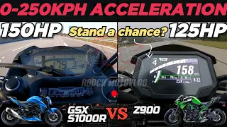 Suzuki GSX S1000R 🆚️ Kawasaki Z900 | 0-250kph Acceleration | Top Speed Attempt 🔥