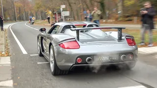 Porsche Carrera GT with AWE Straight Pipe Exhaust - Start Up, LOUD Revs and POWERSLIDES!