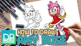 [DRAWPEDIA] HOW TO DRAW AMY ROSE FROM SONIC THE HEDGEHOG - STEP BY STEP DRAWING TUTORIAL