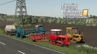 FS19 Timelapse #21 2xДТ-75, МТЗ-82, ВТ-90А, культивация, пахота