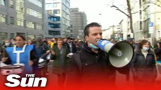 Covid-19- Germany protests against mandatory vaccines in Frankfurt