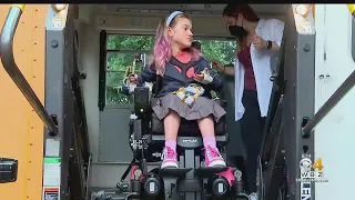 Fifth-grader lives her dream of riding the bus to school