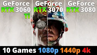 RTX 3060 Ti vs RTX 3070 vs RTX 3080 - Test in 10 Games 1080p 1440p and 4k