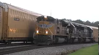 Norfolk Southern 288 NB Meets G1A SB + CAR GETS HIT!!! in Austell,Ga 07-15-2012© (16x9)