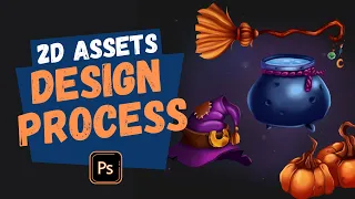 2D witch game assets / stylized art, fantasy assets, game art, time-lapse