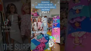 Unboxing Barbie Cutie Reveal Snowflakes Sparkle Series: The Husky Part 1